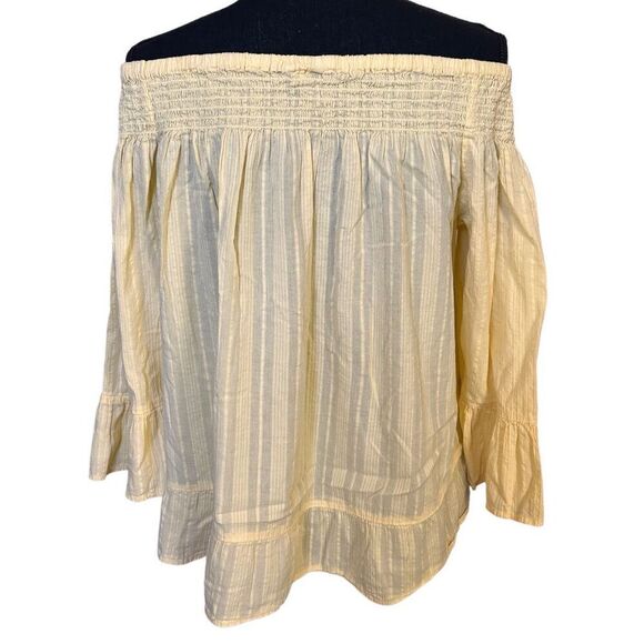 CATO Women’s Light Yellow Off The Shoulder Bell Sleeve Blouse Plus Sz 18/20W - Picture 6 of 6